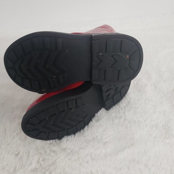 Ovekos Red PU Leath Patent Lace Up Combat Boot NO Size See Measurments - Picture 11 of 14